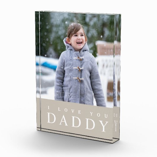 Ik hou van je papa Modern Taupe Kinder fotoblok (Rechts)