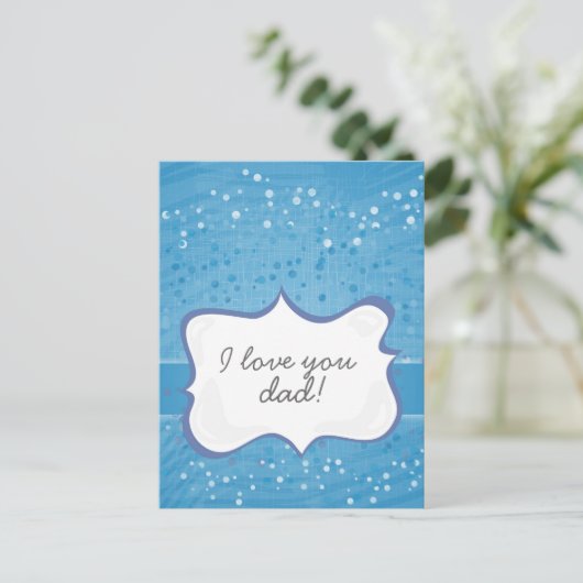 'Ik hou van je, papa!' op blauw stip Briefkaart (Staand voorkant)