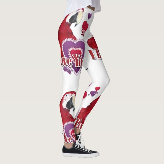 Ik hou van je papegaai met harten Leggings (Rechts)