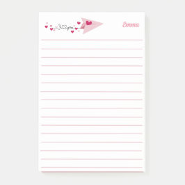 Ik hou van je papieren vliegtuig, roze, eenvoudig  post-it® notes