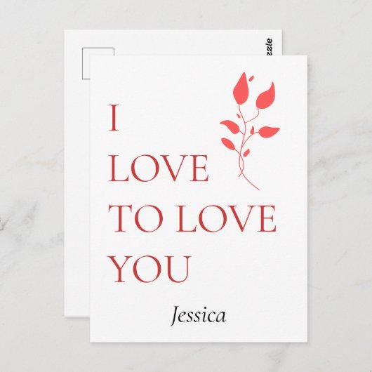 Ik hou van je, pas je aan briefkaart (Voorkant / Achterkant)