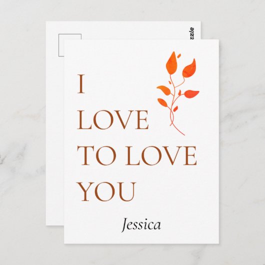 Ik hou van je, pas je aan briefkaart (Voorkant / Achterkant)