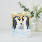 Ik hou van je Penguin-familie met Baby Penguin Briefkaart (Staand voorkant)
