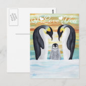 Ik hou van je Penguin-familie met Baby Penguin Briefkaart (Voorkant / Achterkant)