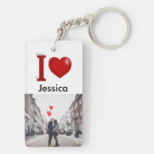 Ik hou van je persoonlijke Valentijnsdag foto Sleutelhanger (achterkant)