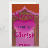 Ik hou van je prettige kersthart briefpapier (Voorkant / Achterkant)