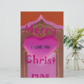 Ik hou van je prettige kersthart briefpapier (Staand voorkant)