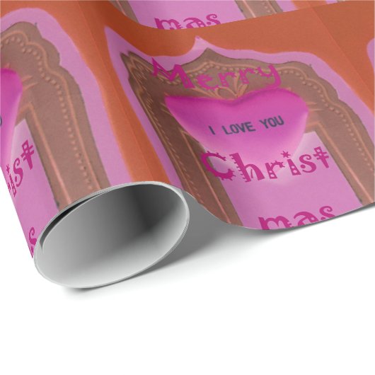 Ik hou van je prettige kersthart cadeaupapier (Rol Hoek)