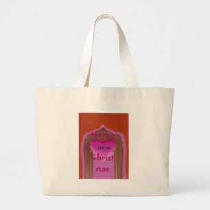 Ik hou van je prettige kersthart grote tote bag
