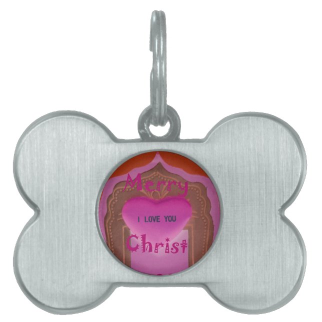 Ik hou van je prettige kersthart huisdieren naamplaatje (voorkant)