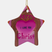 Ik hou van je prettige kersthart keramisch ornament (Rechts)