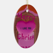 Ik hou van je prettige kersthart keramisch ornament (Rechts)