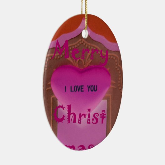 Ik hou van je prettige kersthart keramisch ornament (Rechts)