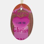 Ik hou van je prettige kersthart keramisch ornament (Links)