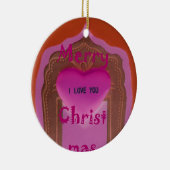 Ik hou van je prettige kersthart keramisch ornament (Rechts)