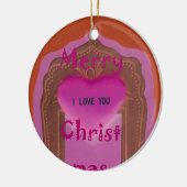 Ik hou van je prettige kersthart keramisch ornament (Links)