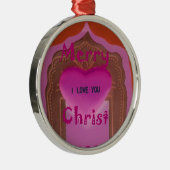 Ik hou van je prettige kersthart metalen ornament (Rechts)