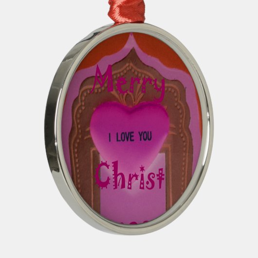 Ik hou van je prettige kersthart metalen ornament (Rechts)