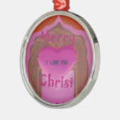 Ik hou van je prettige kersthart metalen ornament (Links)