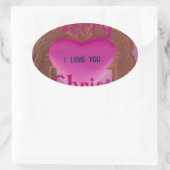 Ik hou van je prettige kersthart ovale sticker (Tas)