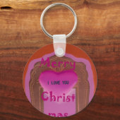 Ik hou van je prettige kersthart sleutelhanger (Voorkant)