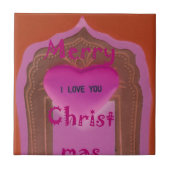 Ik hou van je prettige kersthart tegeltje (Voorkant)