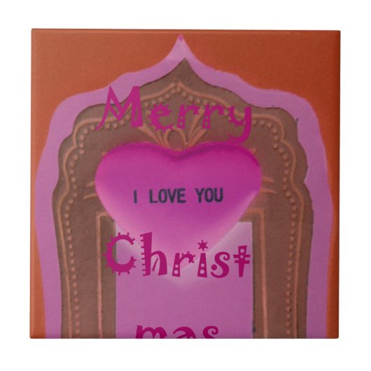 Ik hou van je prettige kersthart tegeltje (Voorkant)