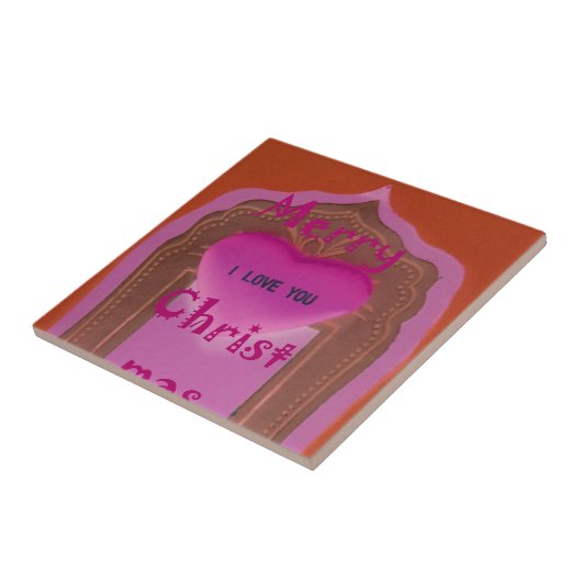 Ik hou van je prettige kersthart tegeltje (Zijkant)