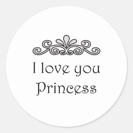 Ik hou van je prinses ronde sticker (Voorkant)