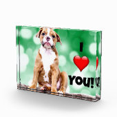 Ik hou van je, puppy foto, acrylfotoblok fotoblokken (Rechts)