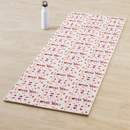 Ik hou van je Red Heart Gold Ribbon Valentijn 2 Yogamat