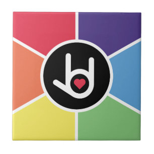 Ik hou van je regenboog tegeltje