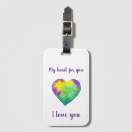 Ik hou van je regenbooghartValentijnsdag Bagagelabel