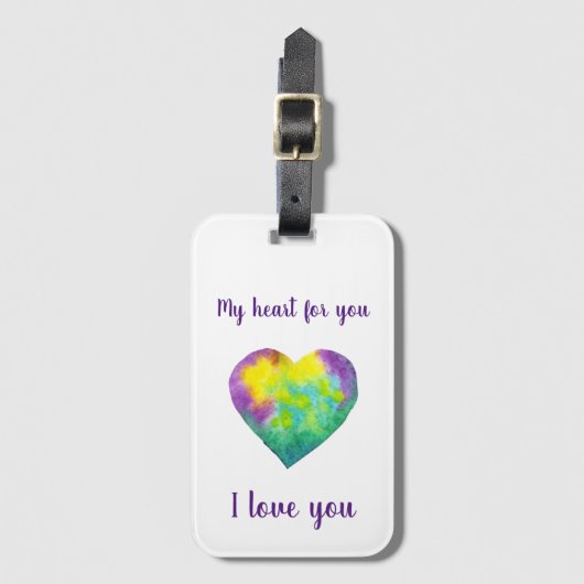 Ik hou van je regenbooghartValentijnsdag Bagagelabel (Voorkant (verticaal))