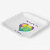 Ik hou van je regenbooghartValentijnsdag Papieren Bordje (Gebogen)