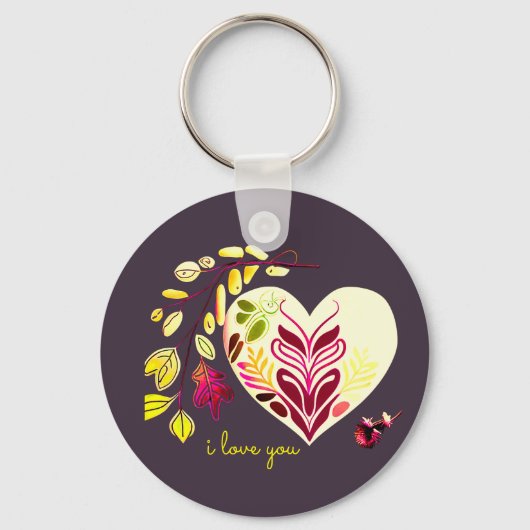 IK HOU VAN JE RETRO BOHO HART-VORM VALENTIJNS'S SLEUTELHANGER (Voorkant)