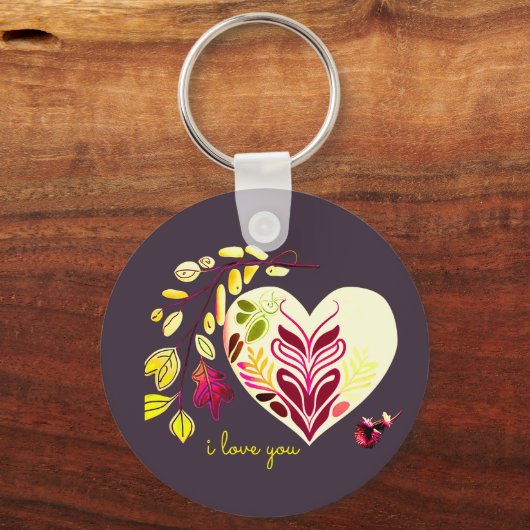 IK HOU VAN JE RETRO BOHO HART-VORM VALENTIJNS'S SLEUTELHANGER (Achterkant)