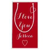 Ik hou van je rode gepersonaliseerde naam klein cadeauzakje (Voorkant)