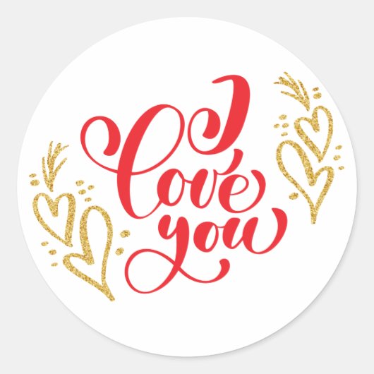 Ik hou van je rode gouden Stickers (Voorkant)