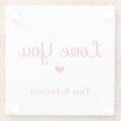 Ik hou van je rode hart gepersonaliseerd wit glazen onderzetter (Achterkant)