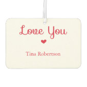 Ik hou van je rode hart gepersonaliseerd wit luchtverfrisser (Achterkant)