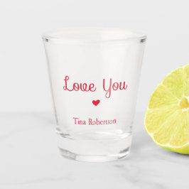 Ik hou van je rode hart gepersonaliseerd wit shot glas