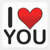 Ik hou van je rode hart symbool vierkante sticker (Voorkant)