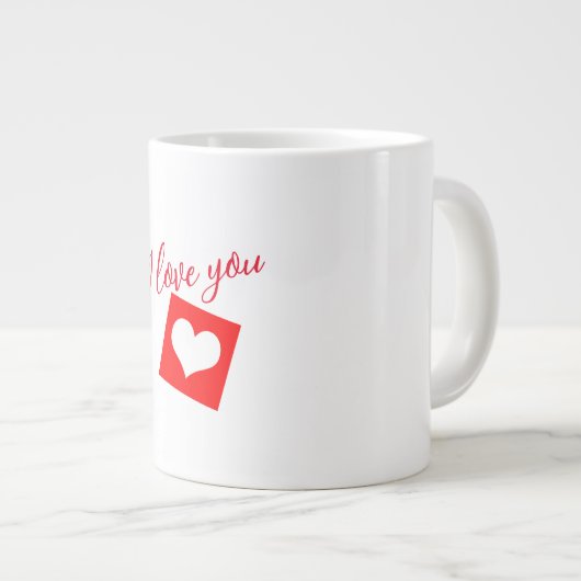 Ik hou van je rode harten grote koffiekop (Voorkant rechts)