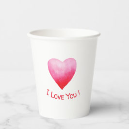 Ik hou van je rode hartritme Valentijn cups Papieren Bekers
