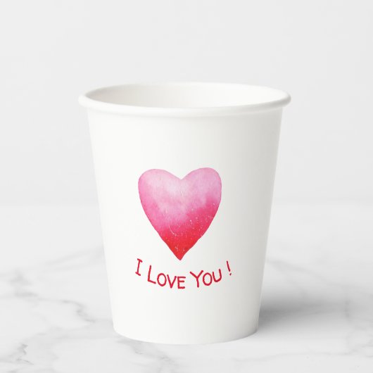 Ik hou van je rode hartritme Valentijn cups Papieren Bekers (Voorkant)