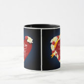 Ik hou van je, rode hartslag/witte rozen mok (Midden)