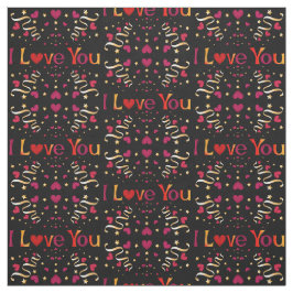 Ik hou van je Rode Heart Gold Ribbon Black Valenti Stof