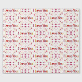 Ik hou van je Rode Heart Gold Ribbon Valentijn Cadeaupapier (Vlak)