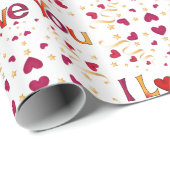 Ik hou van je Rode Heart Gold Ribbon Valentijn Cadeaupapier (Rol Hoek)